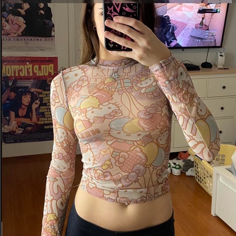 Sanrio mesh mock neck